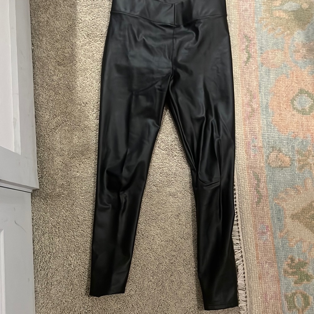 Black leather leggings